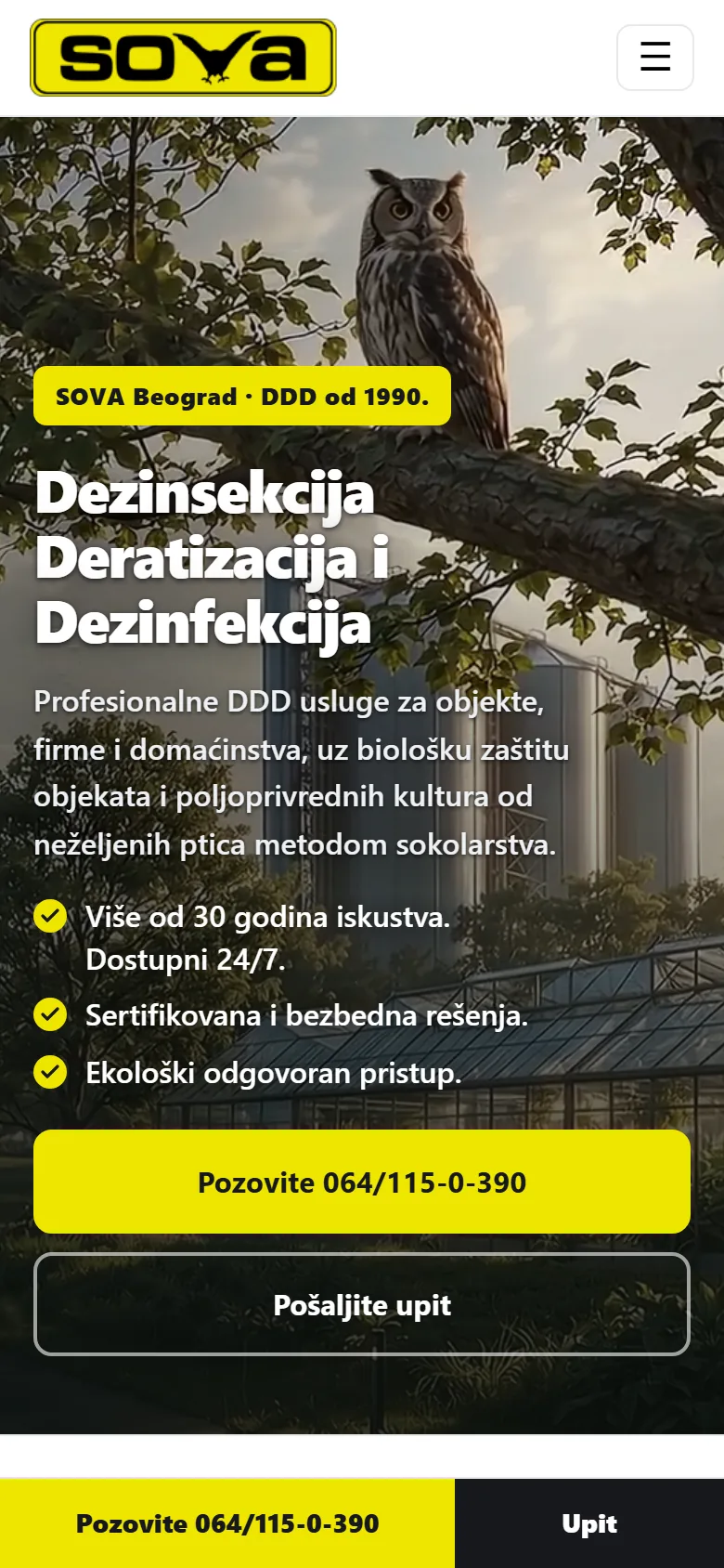 DDD SOVA — sajt uživo na ddd-sova.com, prikaz na telefonu